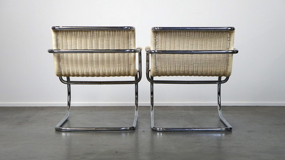 Image 1 of 2 x Chaise design vintage par Franco Albini pour Tecta. Chrome et canne