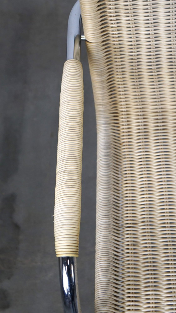 Image 1 of 2 x Chaise design vintage par Franco Albini pour Tecta. Chrome et canne