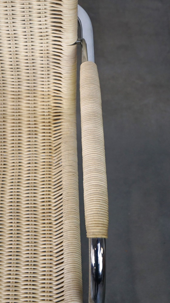 Image 1 of 2 x Chaise design vintage par Franco Albini pour Tecta. Chrome et canne