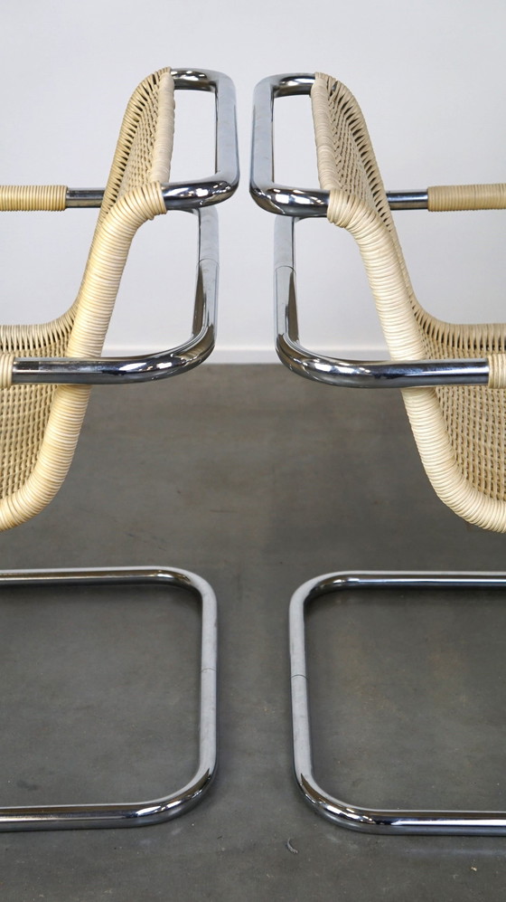 Image 1 of 2 x Chaise design vintage par Franco Albini pour Tecta. Chrome et canne