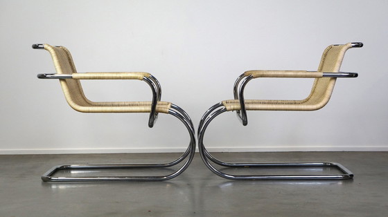 Image 1 of 2 x Chaise design vintage par Franco Albini pour Tecta. Chrome et canne