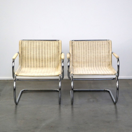 Image 1 of 2 x Chaise design vintage par Franco Albini pour Tecta. Chrome et canne
