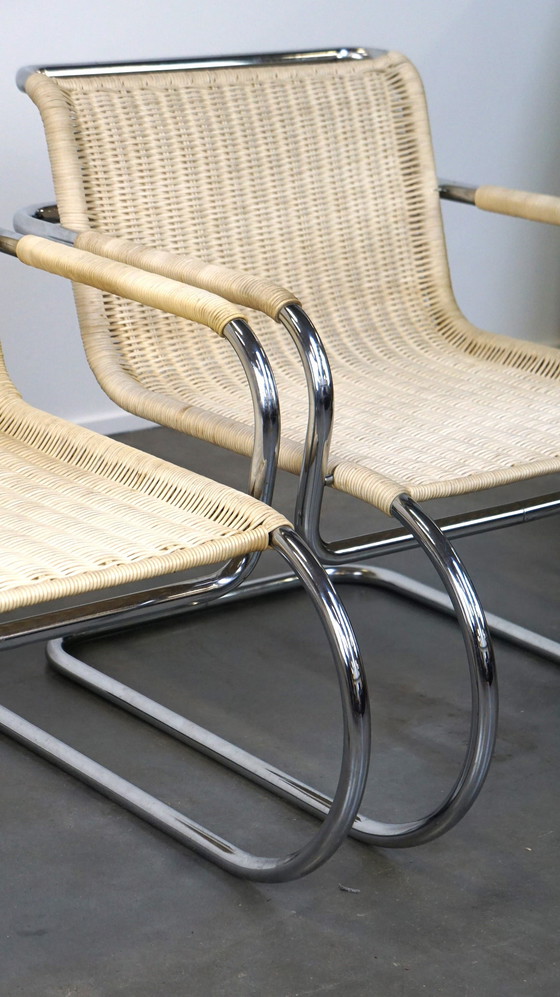 Image 1 of 2 x Chaise design vintage par Franco Albini pour Tecta. Chrome et canne