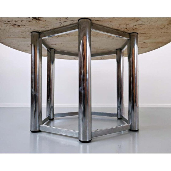 Image 1 of Large vintage Travertine Dining Table