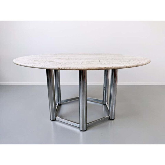 Image 1 of Large vintage Travertine Dining Table