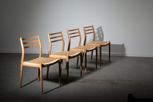 Set Of 4 Oak Model 78 Chairs By Niels Otto Moller For J.L. Mollers Mobelfabrik Circa. 1990