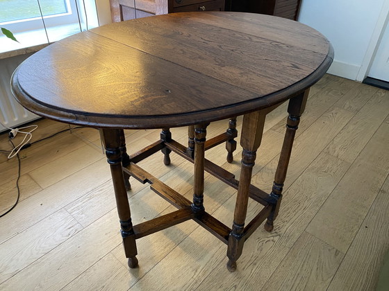 Image 1 of Mesa colgante de roble antiguo / Mesa con patas plegables