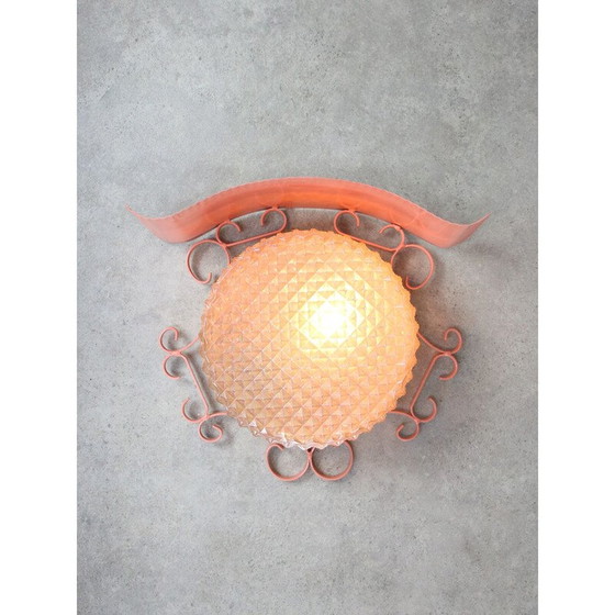 Image 1 of Mid-century Intricate Italian pink wall lamp, 1960s