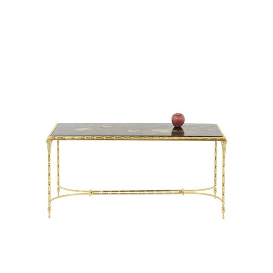 Image 1 of Vintage lacquer and bronze coffee table by Maison Baguès, 1950