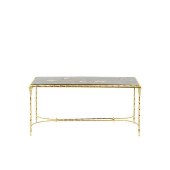 Image 1 of Vintage lacquer and bronze coffee table by Maison Baguès, 1950