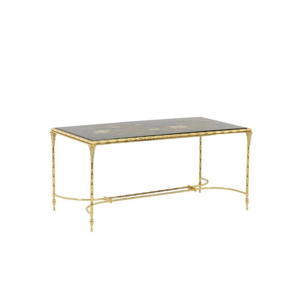 Image 1 of Vintage lacquer and bronze coffee table by Maison Baguès, 1950