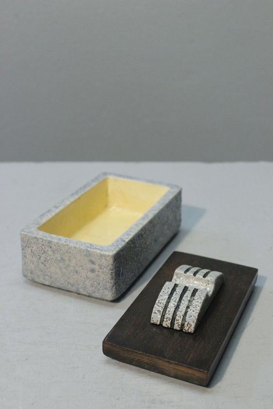 Image 1 of Crisp Enamel Ceramic & Wood Box