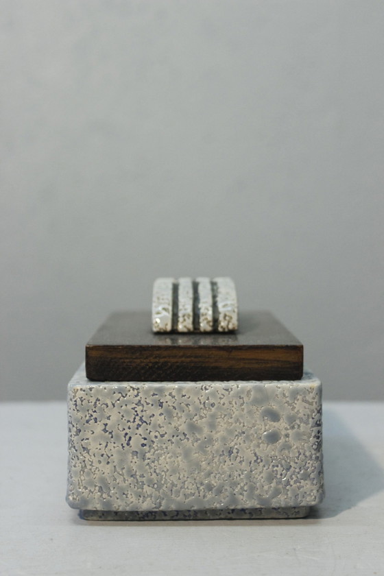 Image 1 of Crisp Enamel Ceramic & Wood Box