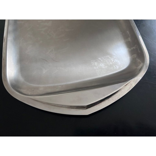 Vintage Cosmos stainless steel tray for Guy Degrenne, 1970