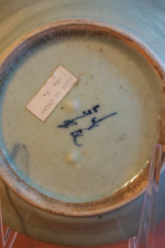 Image 1 of Qing Dynasty Porcelain Celadon Plate * 18Th Century Antique * Chinese * 23Cm