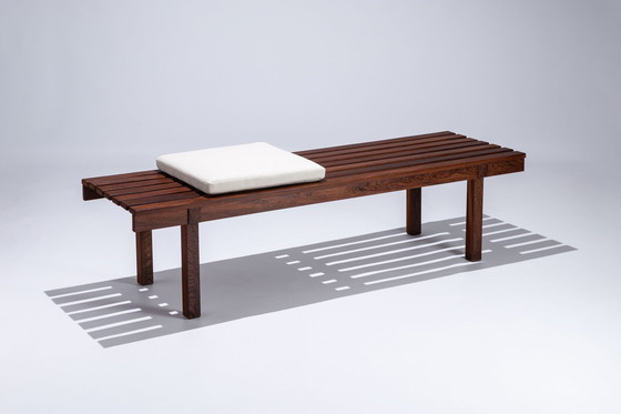 Image 1 of Large Wooden Slat Bench