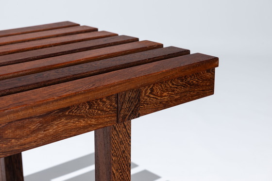 Image 1 of Large Wooden Slat Bench