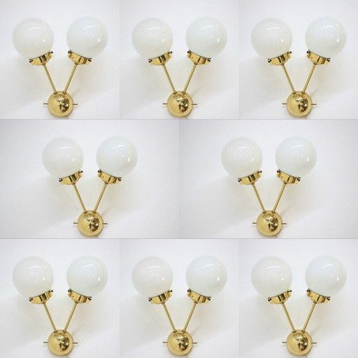 Vintage sputnik brass wall lamps, 1970