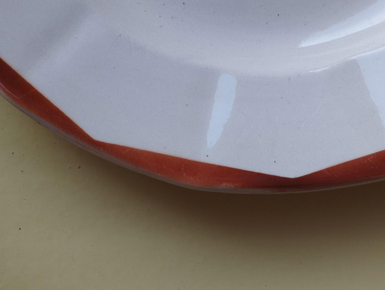 Image 1 of Digoin Sarreguemines-Tableware-Antique Tableware-Piece Of Shape-Serving Plate-Very Large Plate-Pink - D: 31 Cm