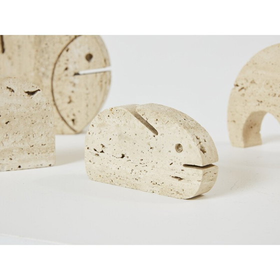 Image 1 of Lotto di 8 sculture di animali in travertino d'epoca dei Fratelli Mannelli, Italia 1970