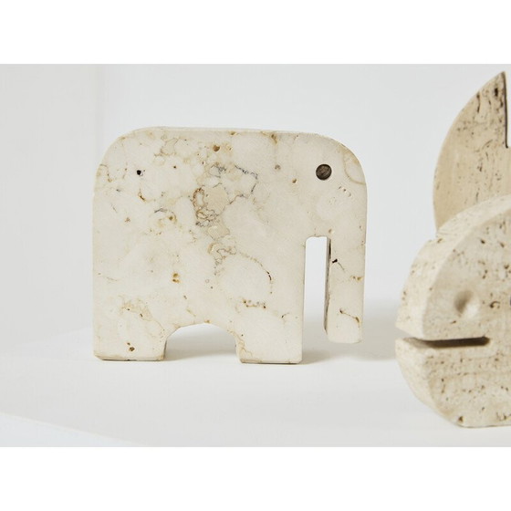 Image 1 of Lotto di 8 sculture di animali in travertino d'epoca dei Fratelli Mannelli, Italia 1970