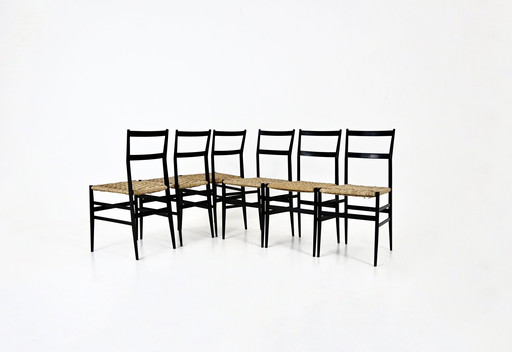 "Superleggera" Chairs by Gio Ponti for Cassina, 1950s, Set of 6