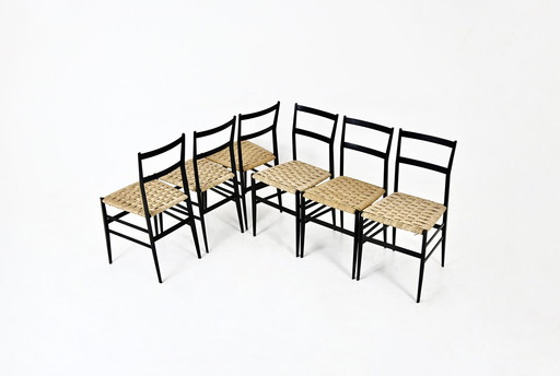 "Superleggera" Chairs by Gio Ponti for Cassina, 1950s, Set of 6