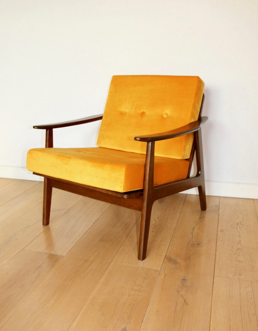 Mid-Century Yugoslavian Armchair In Golden Yellow - Set Of 2 Armchairs