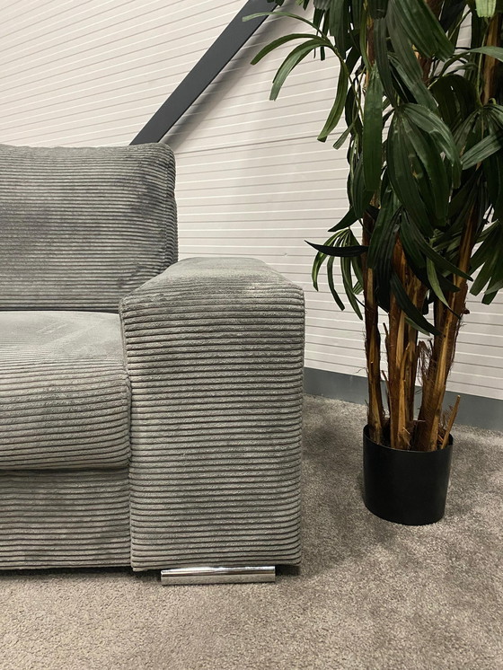 Image 1 of Beautiful Gray Ribbed Fabric Corner Sofa