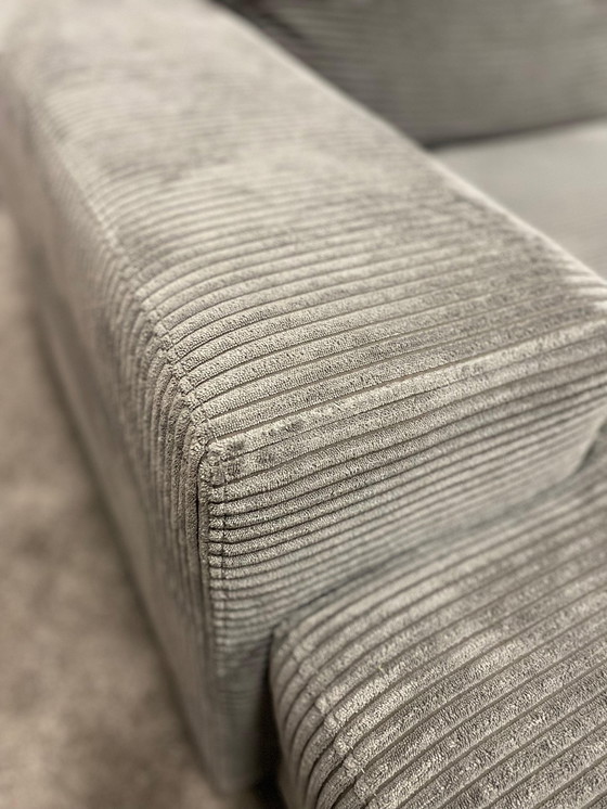 Image 1 of Beautiful Gray Ribbed Fabric Corner Sofa