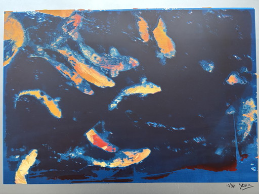 Screen Printing Of Japanese Koi Carpers