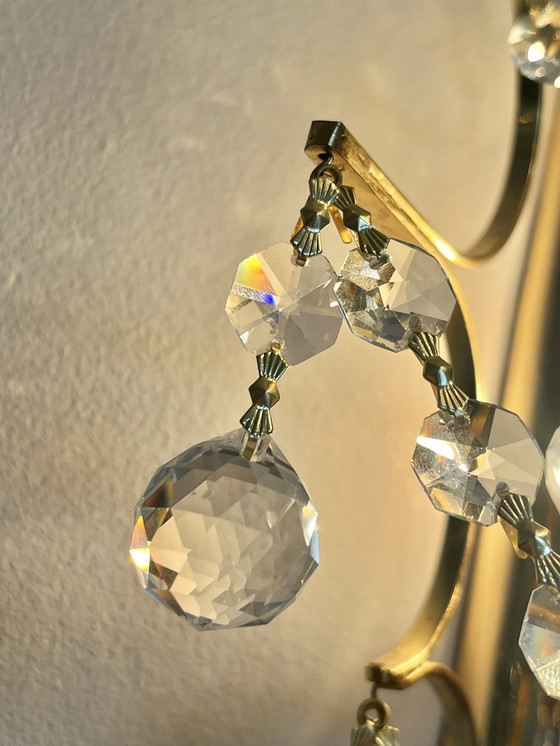 Image 1 of Branded Swarovski Crystal Set Wall Lights Gold Leaf 2