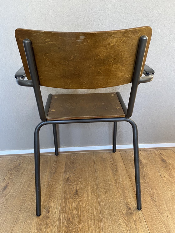 Image 1 of 8x Chaises d'école industrielles vintage avec accoudoirs