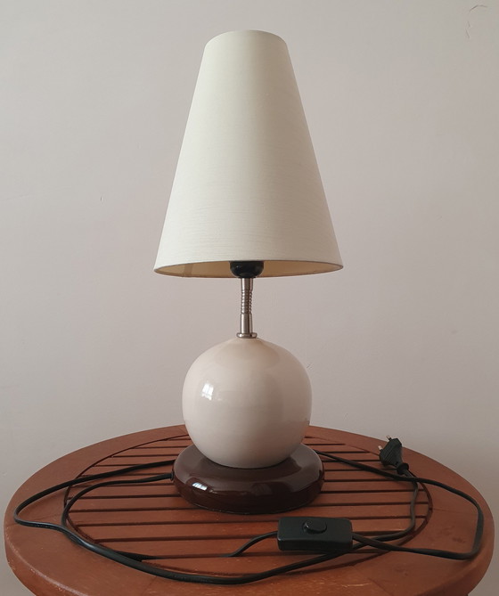 Image 1 of Beige And Brown Bedside Or Office Lamp