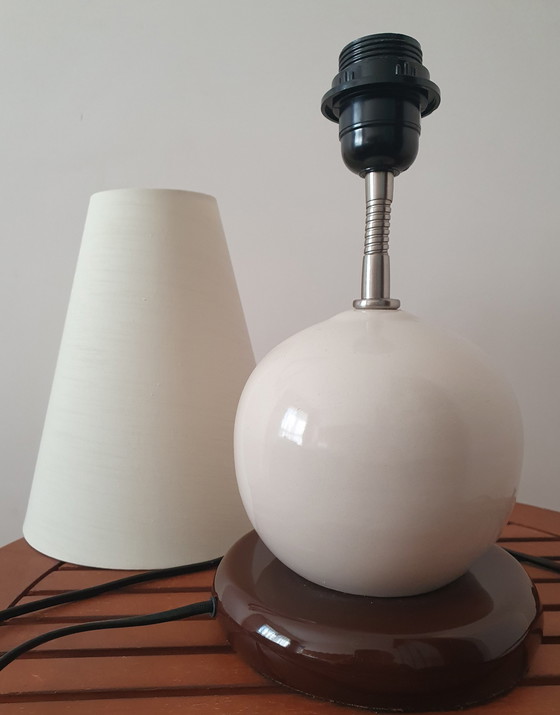 Image 1 of Beige And Brown Bedside Or Office Lamp