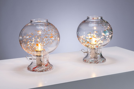 Image 1 of Juego de lámparas de mesa Orrefors en cristal soplado a mano.