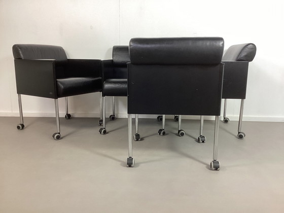 Image 1 of 4 Vintage Cini Boeri Rosenthal Leather Folio Armchairs Seventies 