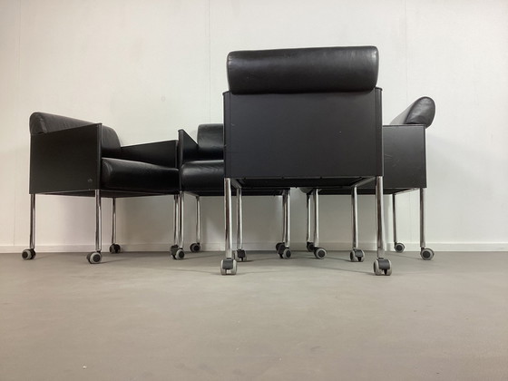 Image 1 of 4 Vintage Cini Boeri Rosenthal Leather Folio Armchairs Seventies 