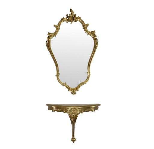 Rococo Style Mirror With Console