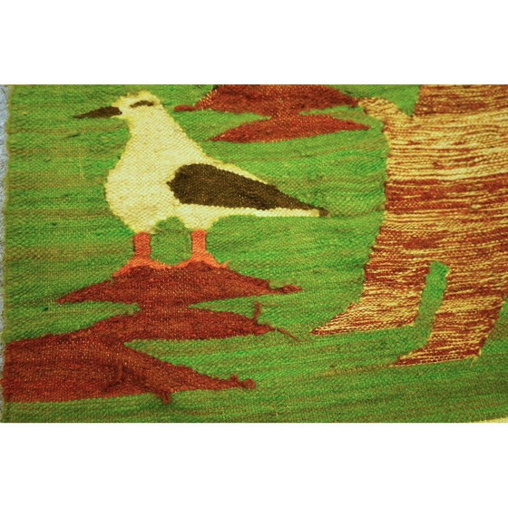 Image 1 of Vintage wool rug with bird pattern, Denmark 1970