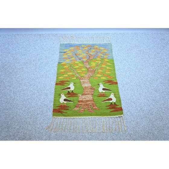 Image 1 of Vintage wool rug with bird pattern, Denmark 1970