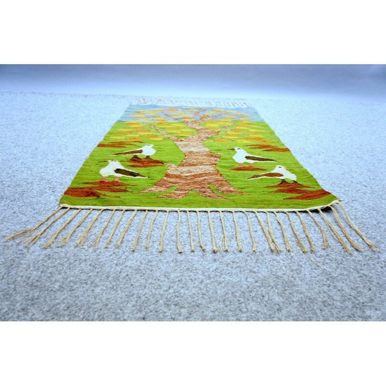Image 1 of Vintage wool rug with bird pattern, Denmark 1970