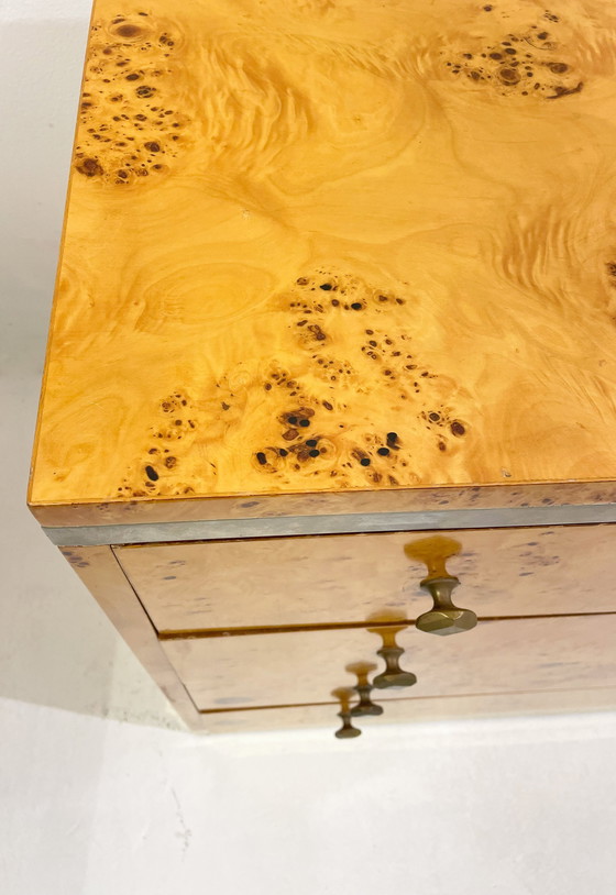 Image 1 of Mid-Century Modern Chest, Ash Burl And Brass, Italy, 1970S