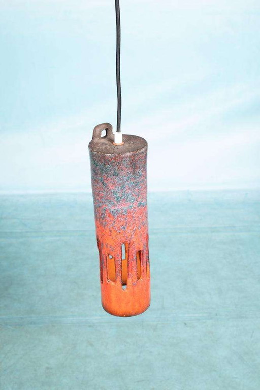 Vintage ceramic pendant lamp 1960s, fat lava ceramic lamp