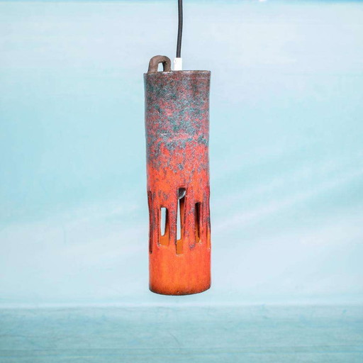 Vintage ceramic pendant lamp 1960s, fat lava ceramic lamp