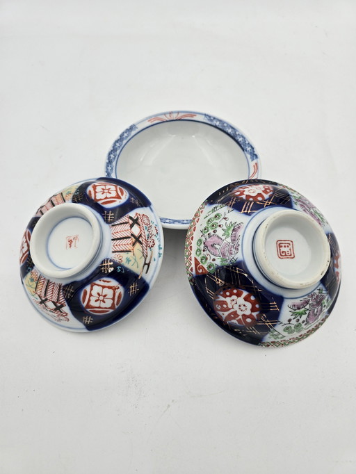 Set Of 3 Japanese Imari Antique Cups