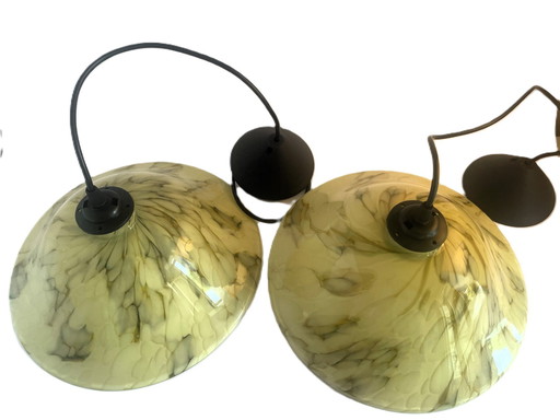 2X Opaline Marbled Pendant Lamp