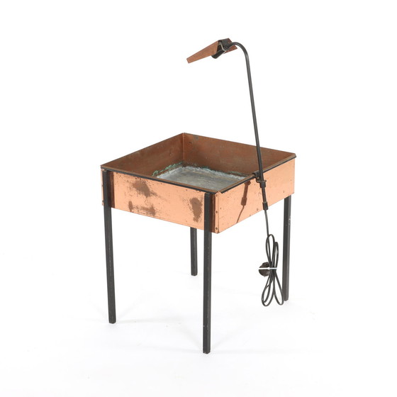 Image 1 of Copper planter table with copper lamp also suede 1960 - Hans Agne Jakobsson