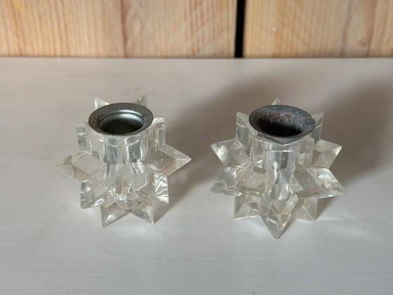 Image 1 of 2x Mid Century Lucite candlestick set