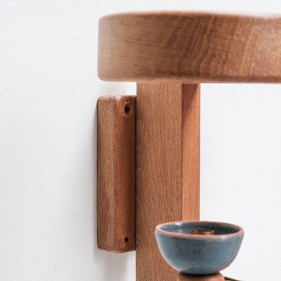 Image 1 of Coppia di applique vintage in rovere e ceramica di Guillerme e Chambron, Francia 1960